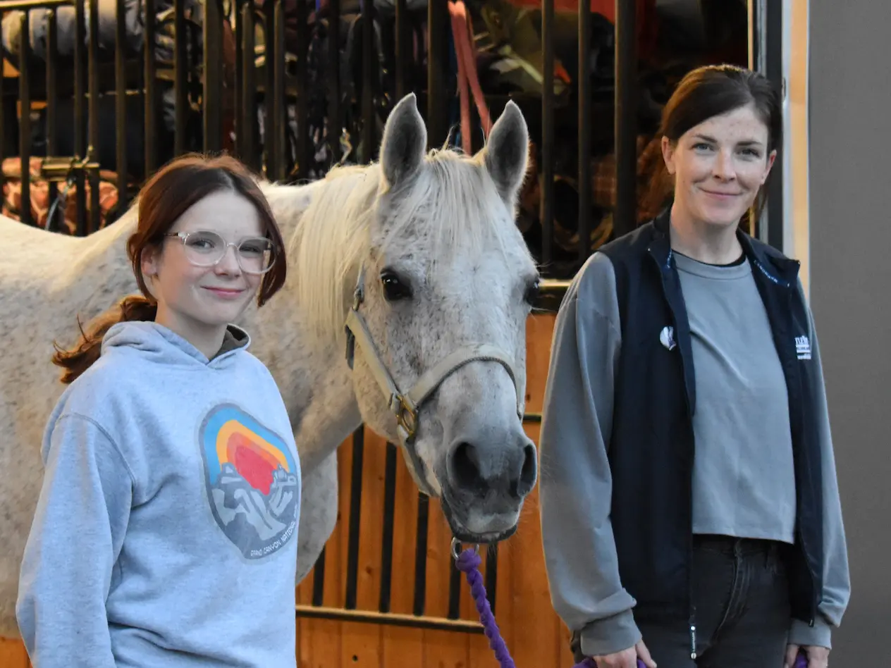 Horses with the riders and a staff